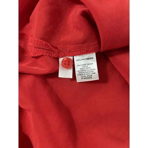 LOFT Long Sleeve Henley Utility Blouse Top Red Womens Size S - Picture 5 of 7